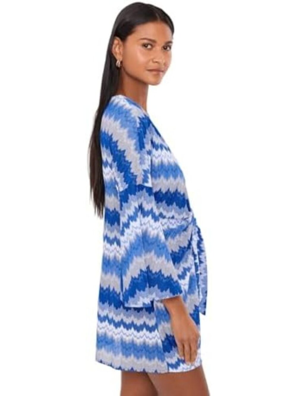 Textured Tie Front Tunic - Stylish Summer Top, Lightweight & Versatile Fashion - Picture 3 of 5